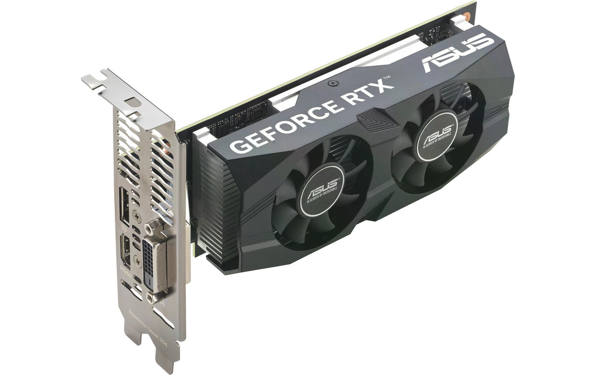 ASUS RTX3050-O6G-LP-BRK – PCIe Grafikkarte – 6 GB GDDR6, 1×HDMI 2.1, 1×DisplayPort 1.4a, 1×DVI-D, PCIe 4.0
