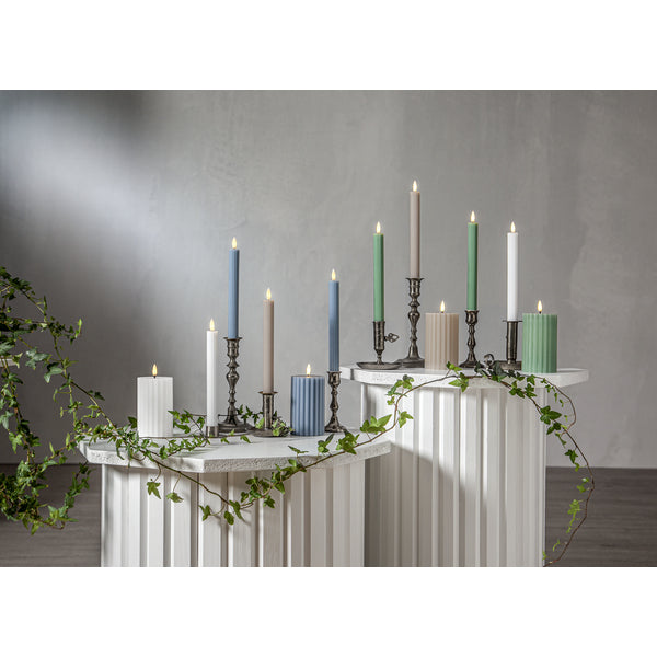 Star Trading Säulenkerze – Ø 7,5 × 15 cm, 0,02 W, Warmweiss, Grün, Batteriebetrieb, Timer (6 h/18 h)