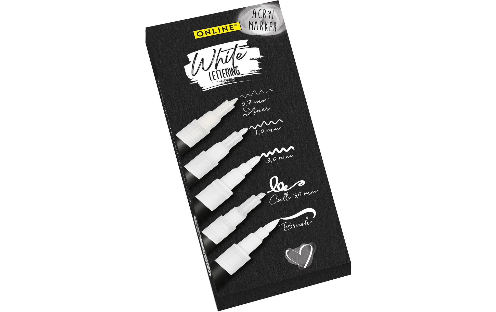 ONLINE White Lettering Filzstifte – 5er Set