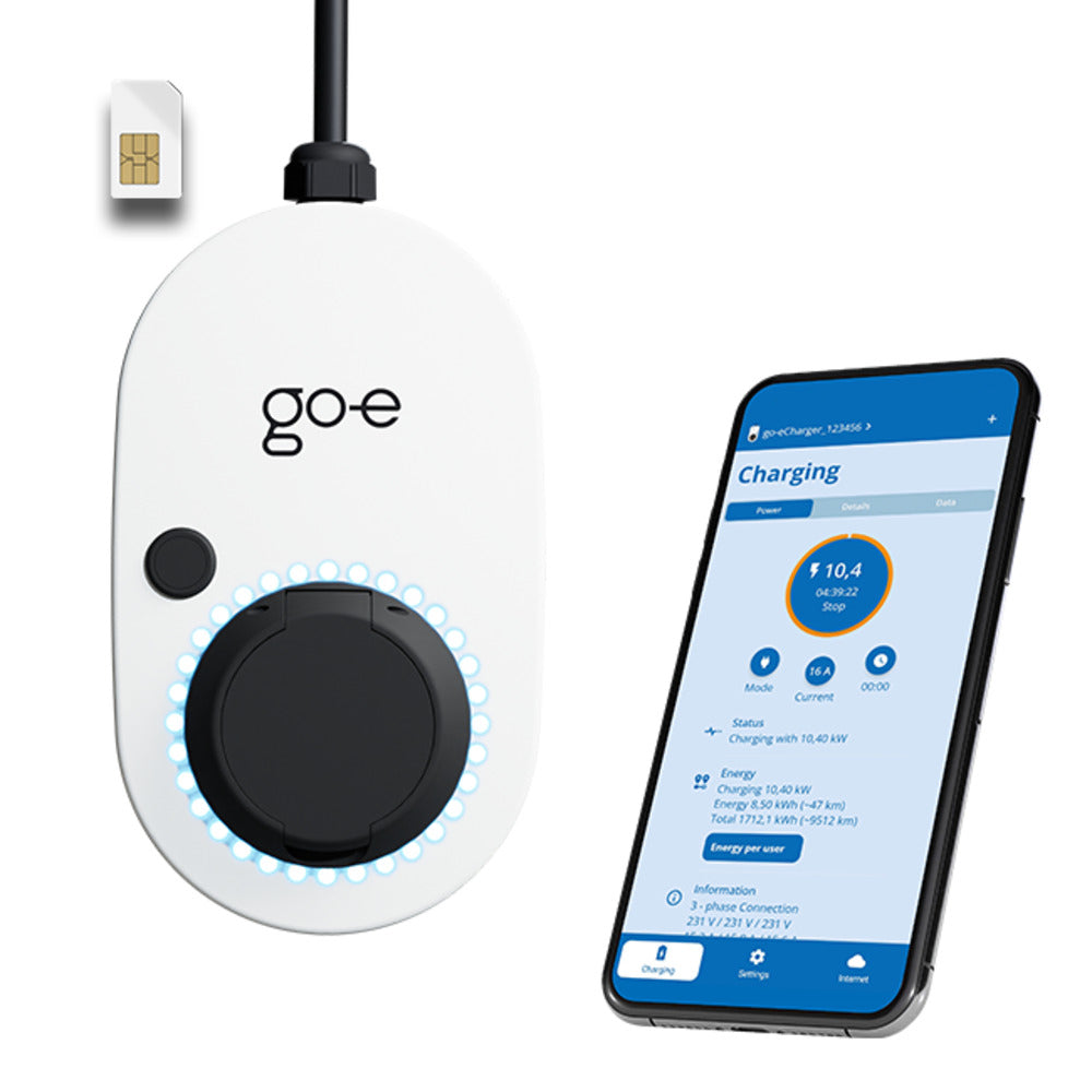 go-e Gemini 2.0 Wallbox – 22 kW, 3-phasig, 32 A, 1×Typ 2, Wandmontage, IP65, eSIM, WLAN