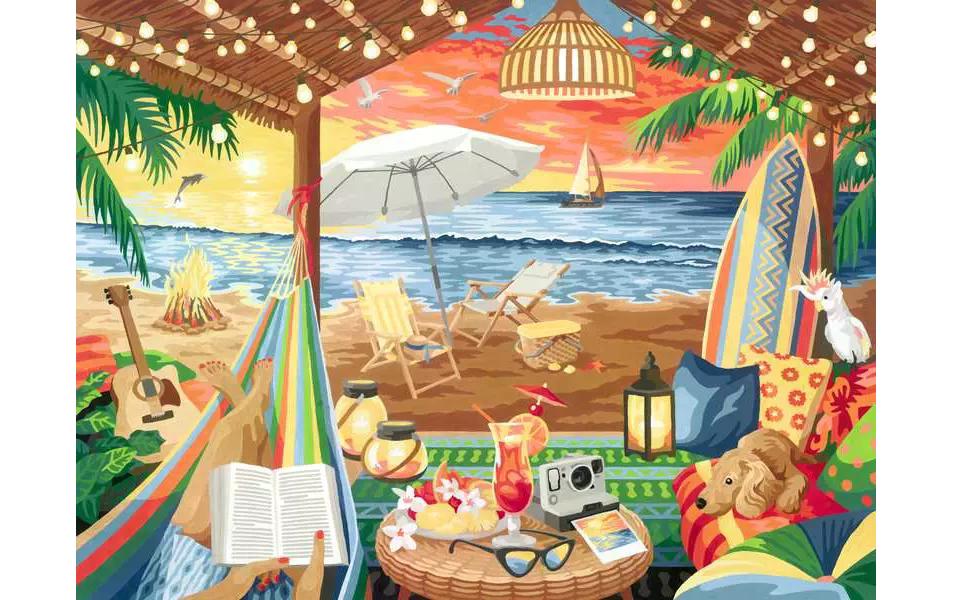 Ravensburger CreArt – Malen-nach-Zahlen-Set – Cozy Cabana (Strand) – ab 12 Jahren