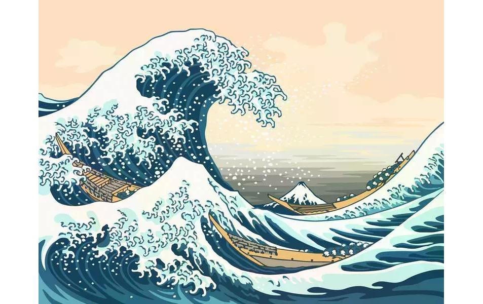 Ravensburger CreArt – Malen-nach-Zahlen-Set – The Great Wave (Hokusai) – 40 × 30 cm – ab 14 Jahren