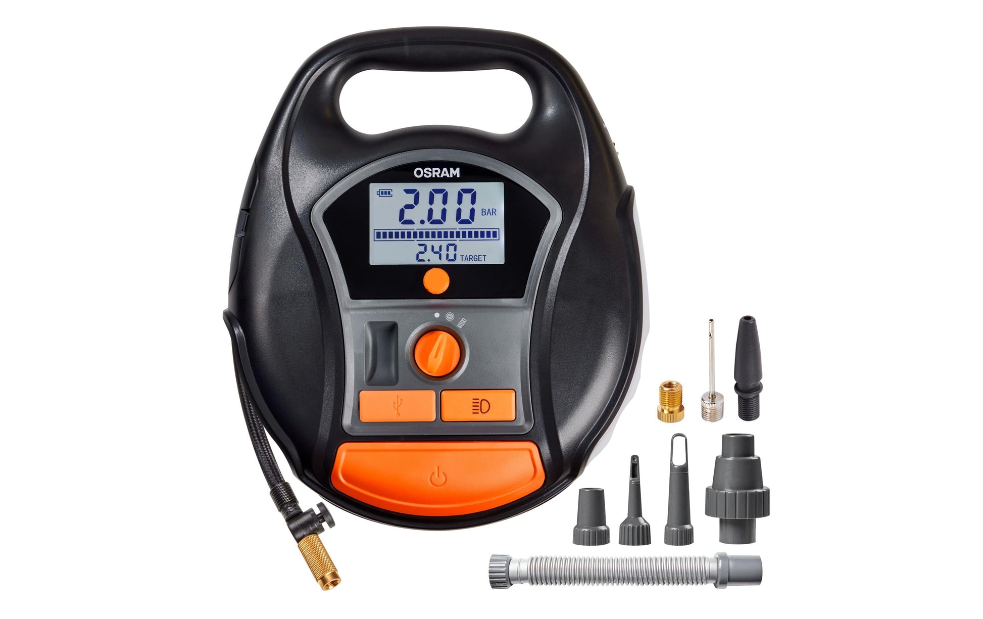 OSRAM Elektrische Reifenpumpe TYREinflate 6000 – 12 V – für Fahrradreifen – 5,5 bar – Druckvoreinstellung