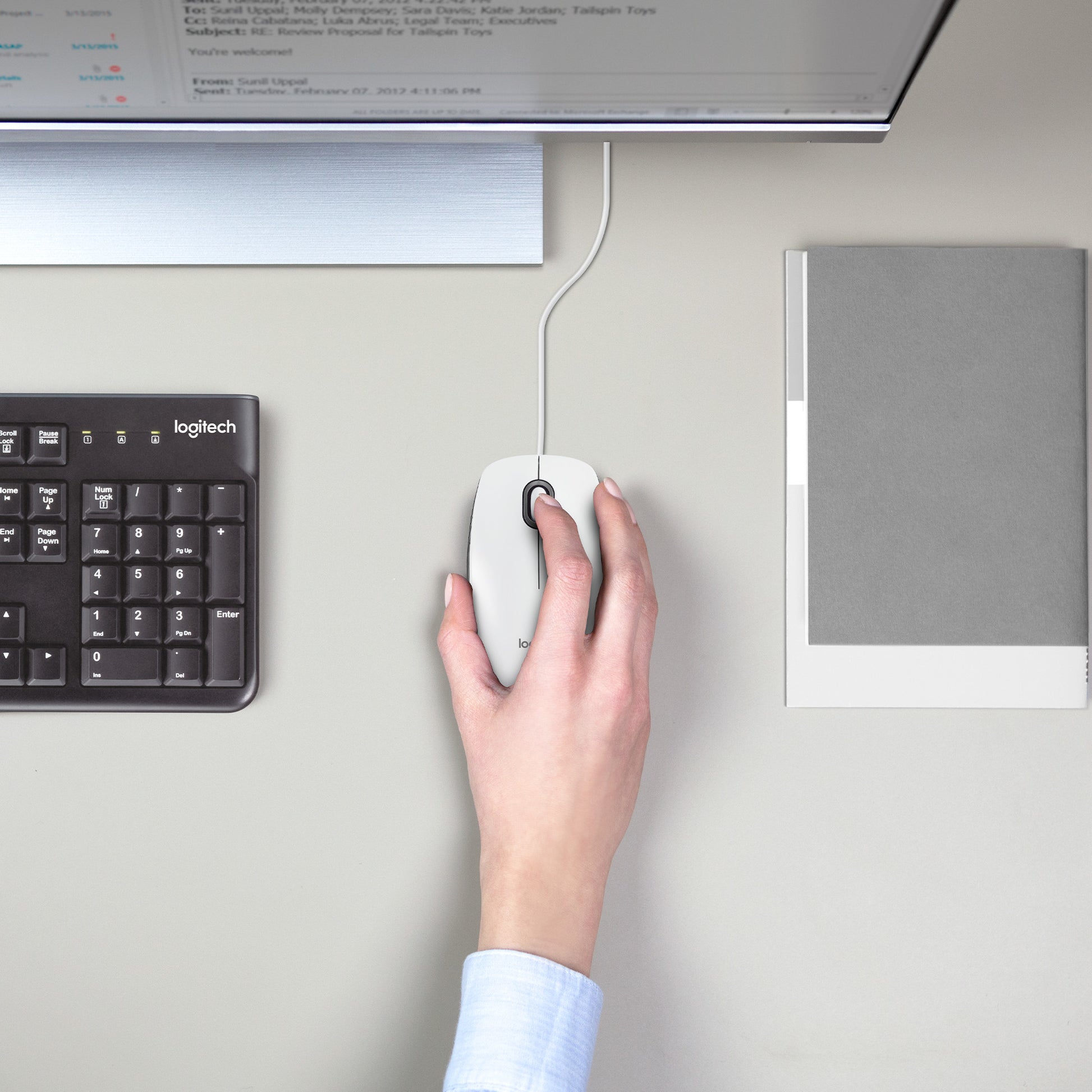 Logitech M100 – Maus – Kabelgebunden (USB‑A), 1000 DPI, beidhändig, Weiss