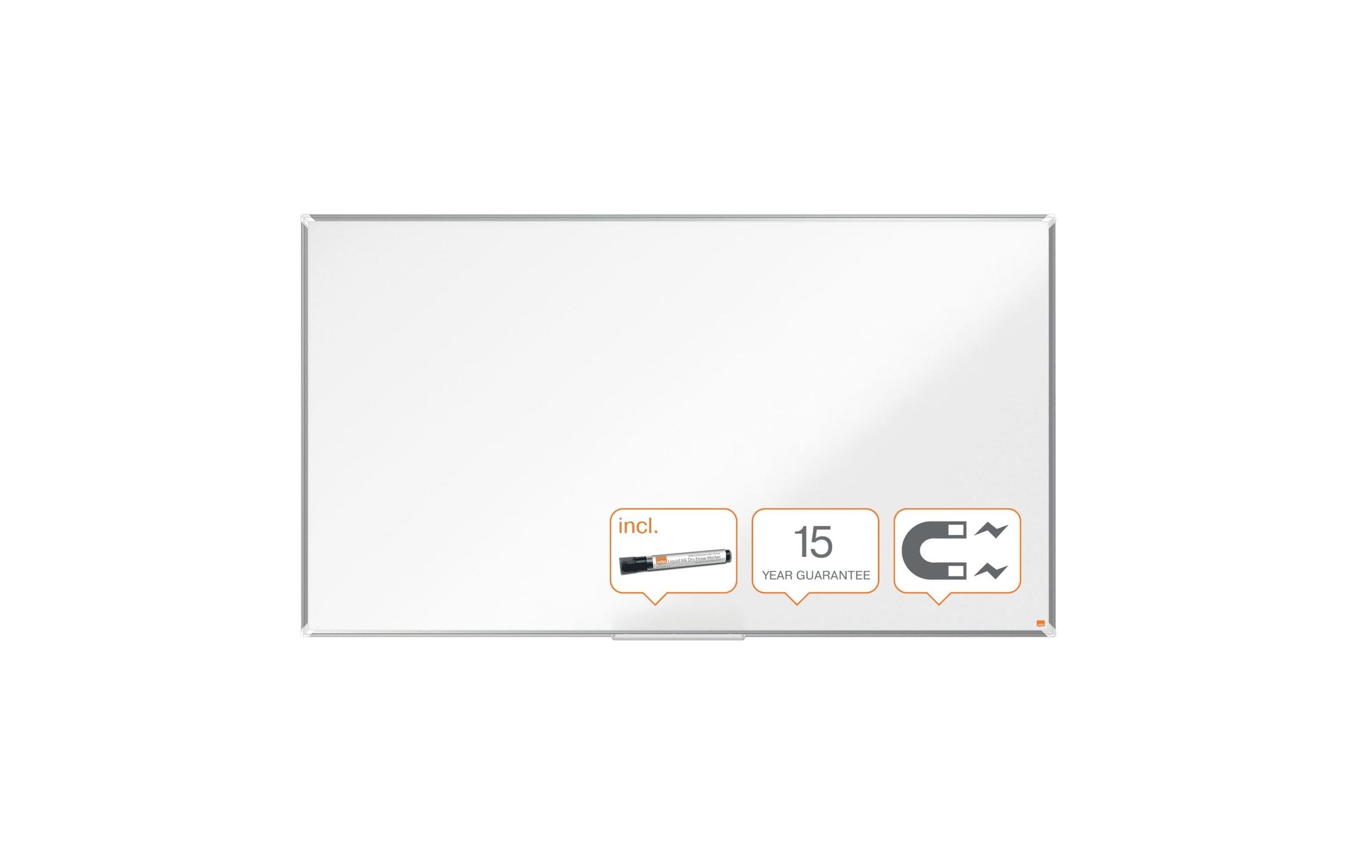 Nobo Whiteboard – 189 × 107 cm, lackierter Stahl, magnetisch, Aluminiumrahmen, Wandmontage