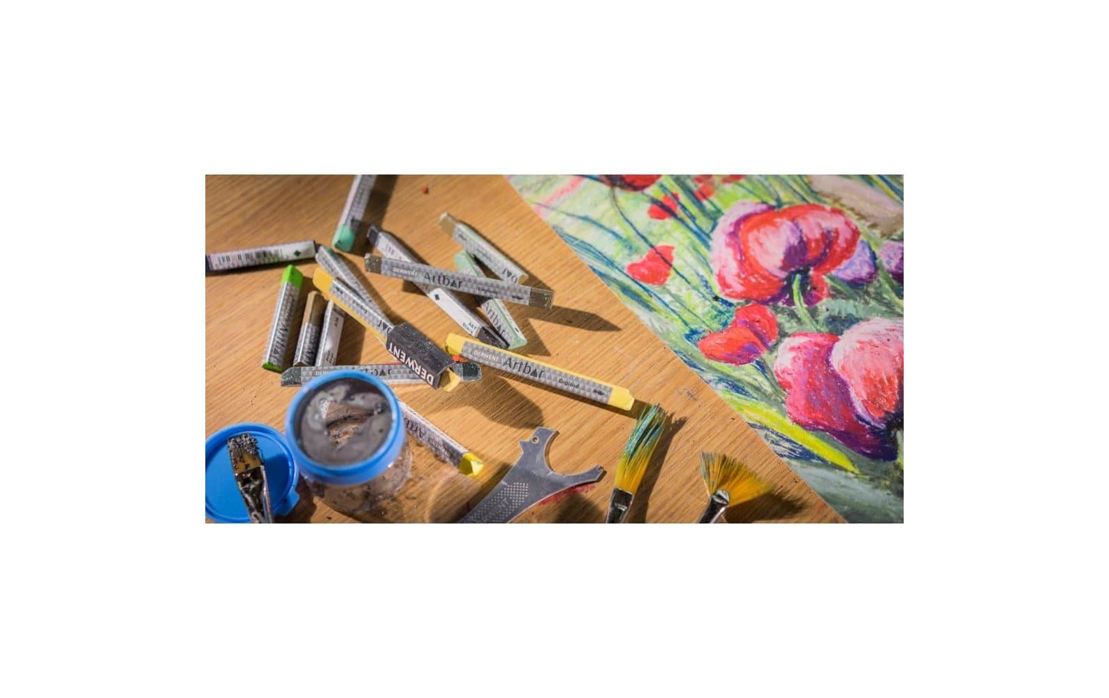 Derwent Aquarellpinsel-Set – schwarz, silber, 6er-Pack, sortierte Pinselformen