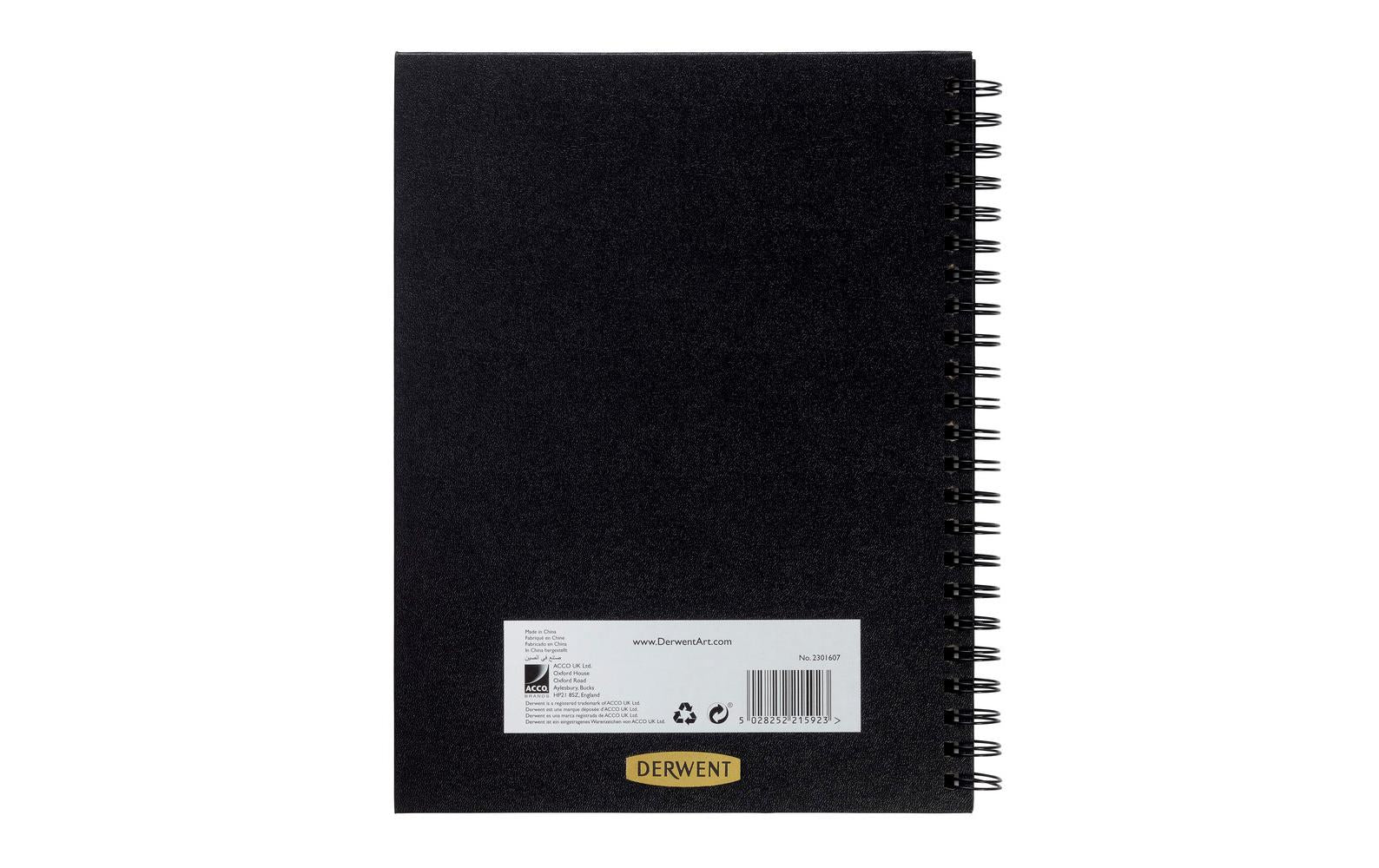 Derwent Skizzenblock – A4 – 110 g/m² – Spiral – 86 Blatt – Schwarz – perforiert