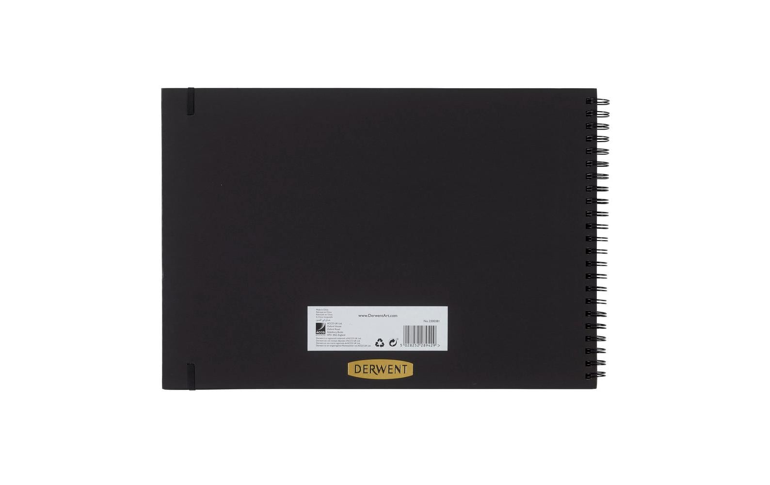Derwent Spiral-Skizzenbuch – A3 quer – 200 g/m² – Spiralbindung – 40 Blatt – Schwarz
