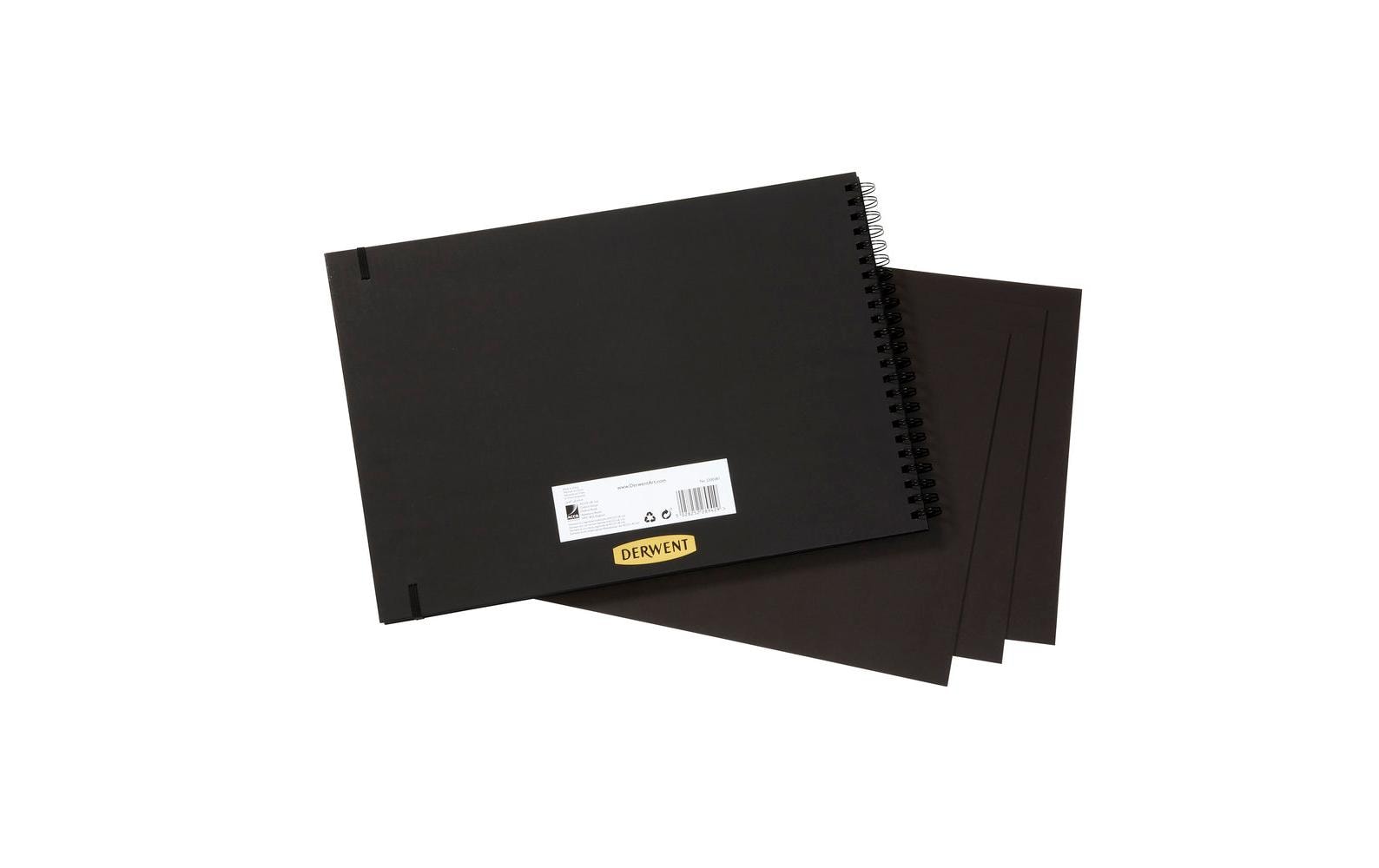 Derwent Spiral-Skizzenbuch – A3 quer – 200 g/m² – Spiralbindung – 40 Blatt – Schwarz