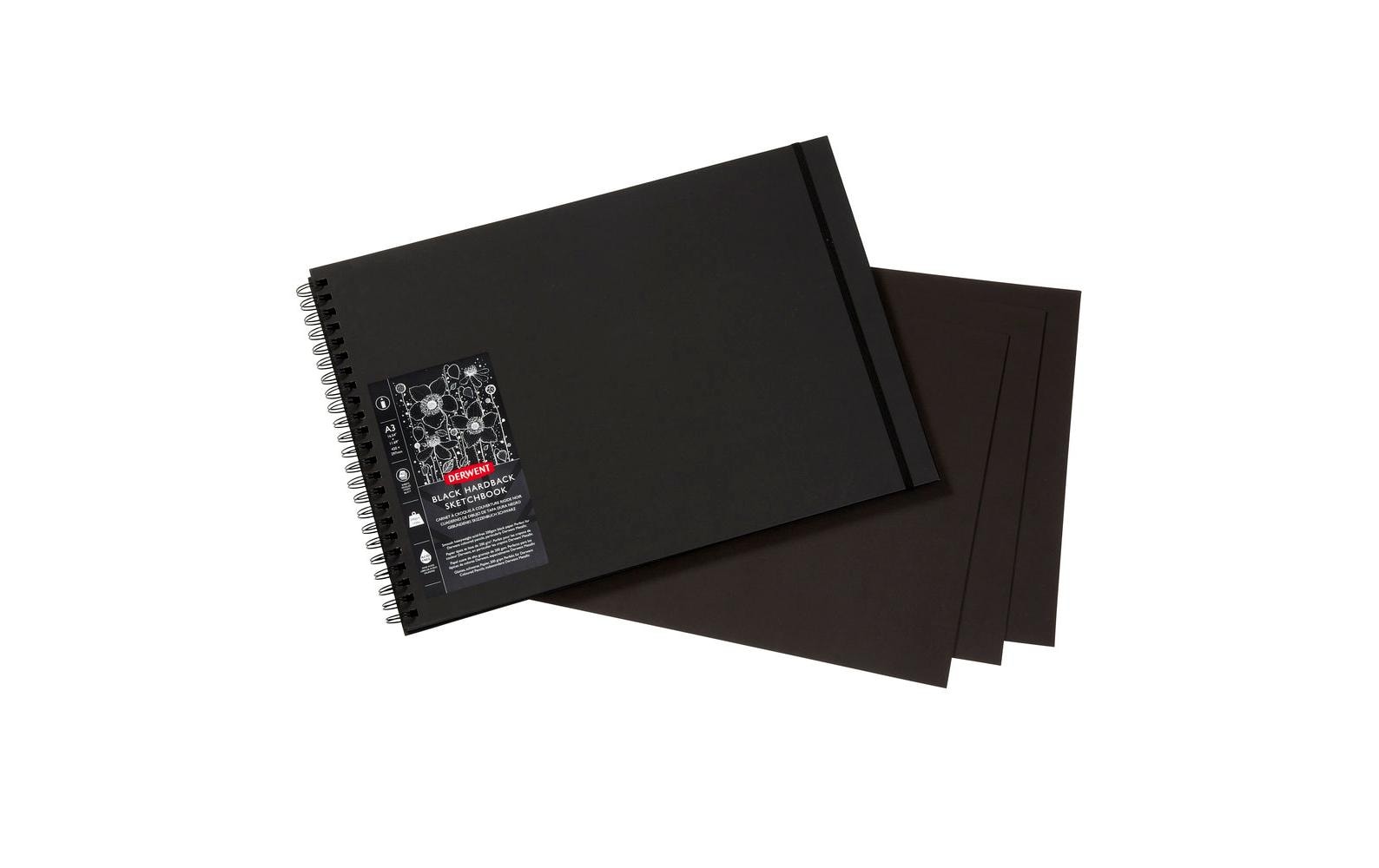 Derwent Spiral-Skizzenbuch – A3 quer – 200 g/m² – Spiralbindung – 40 Blatt – Schwarz