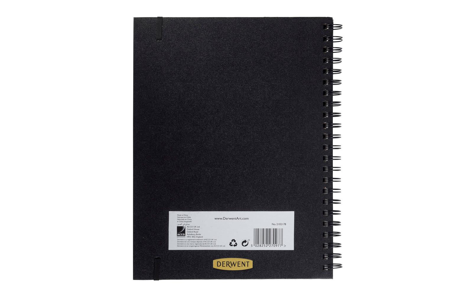 Derwent Malbuch – A4 – 200 g/m² – Spiral – 40 Blatt – Schwarz