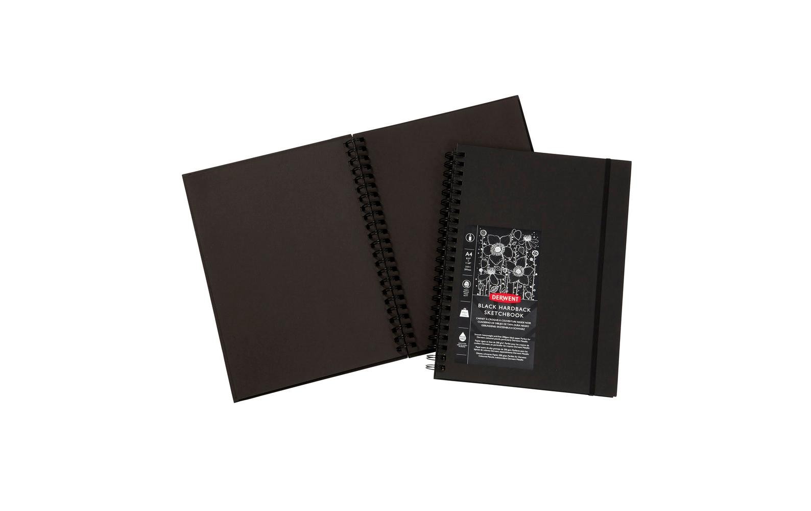 Derwent Malbuch – A4 – 200 g/m² – Spiral – 40 Blatt – Schwarz