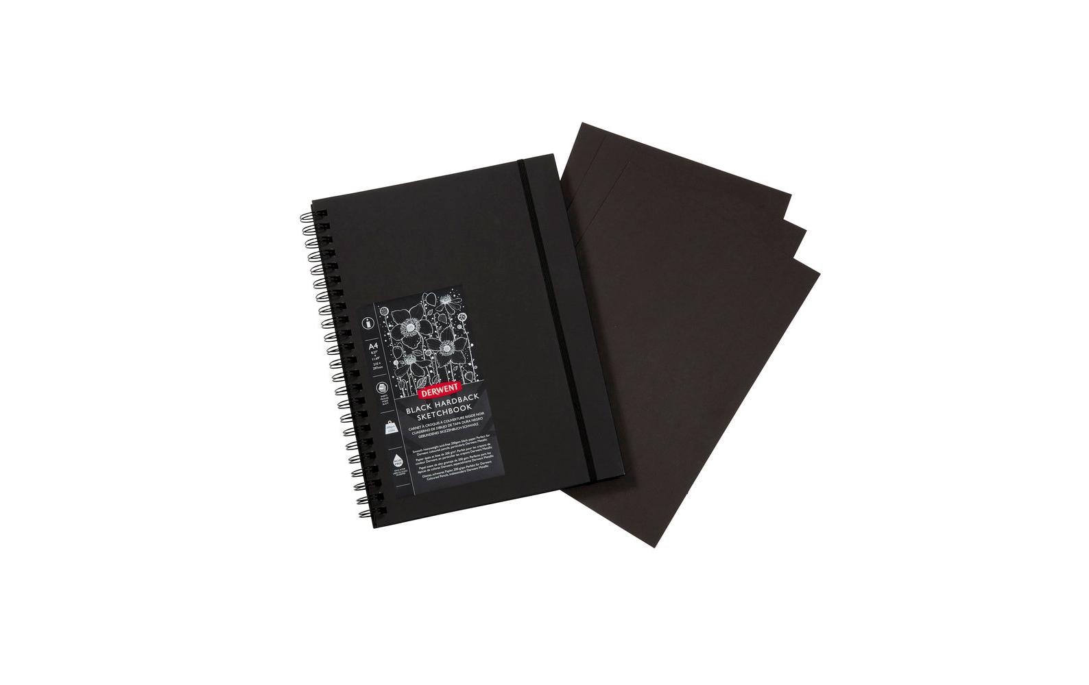 Derwent Malbuch – A4 – 200 g/m² – Spiral – 40 Blatt – Schwarz