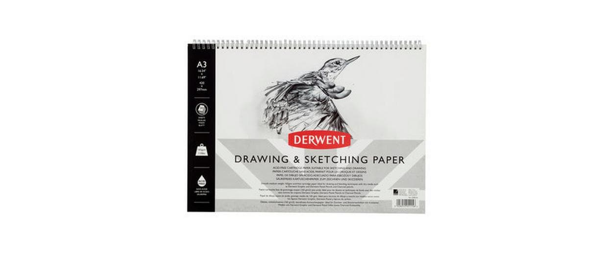 Derwent Zeichenblock – A3 quer, 165 g/m², grau, 30 Blatt