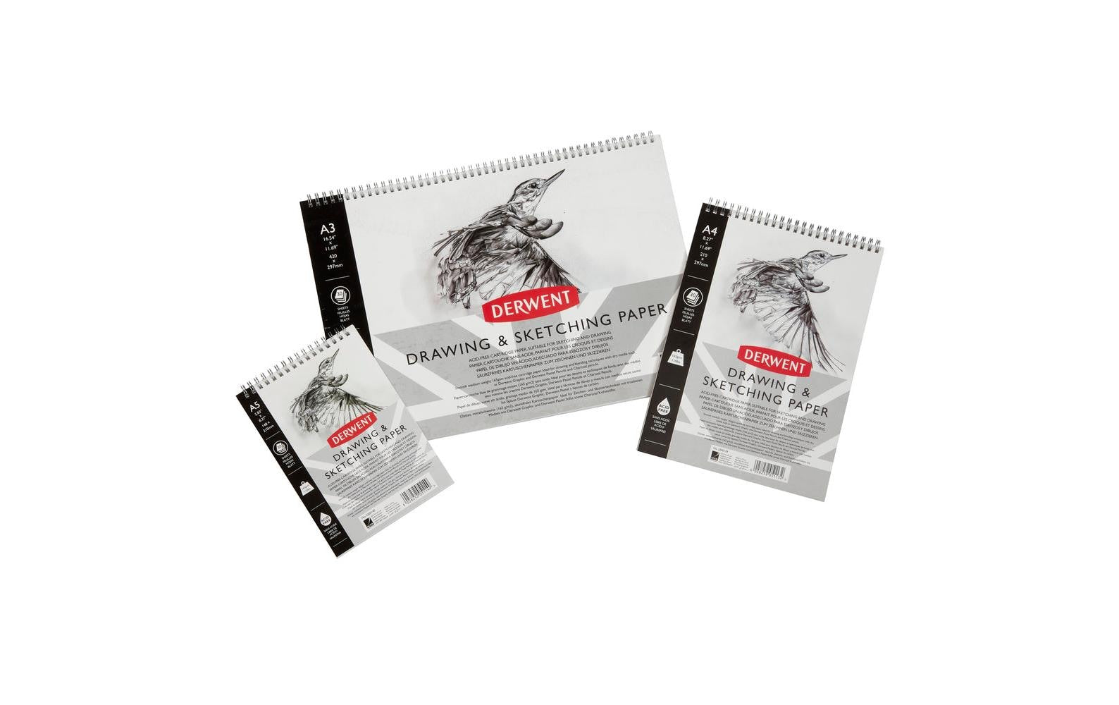 Derwent Zeichenblock – A3 quer, 165 g/m², grau, 30 Blatt