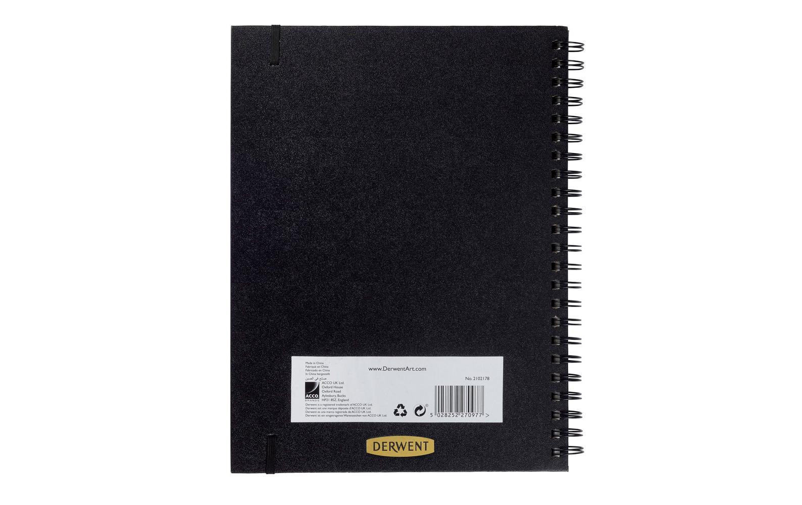 Derwent Skizzenblock – A4 – 165 g/m² – Hardcover – 56 Blatt – Schwarz – Perforiert