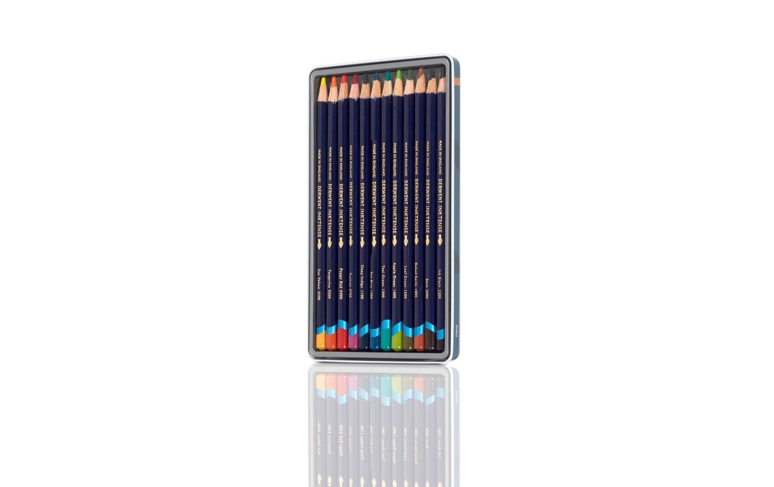 Derwent Professionelle Aquarellfarbstifte – 12 Stk., deckend, mit Federmäppchen