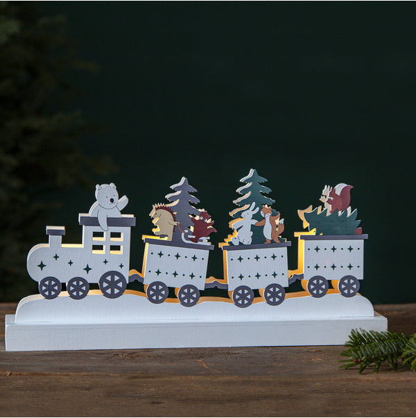 Star Trading Dekorationsfigur – mit 4 LEDs, batteriebetrieben – Holz, mehrfarbig, 37 × 17 × 0,6 cm