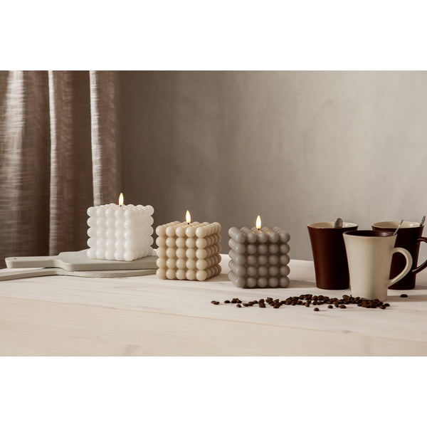 Star Trading LED-Kerze – Ø 10 × 12,5 cm, 0,02 W, Warmweiss, Beige, Timer, Batteriebetrieb