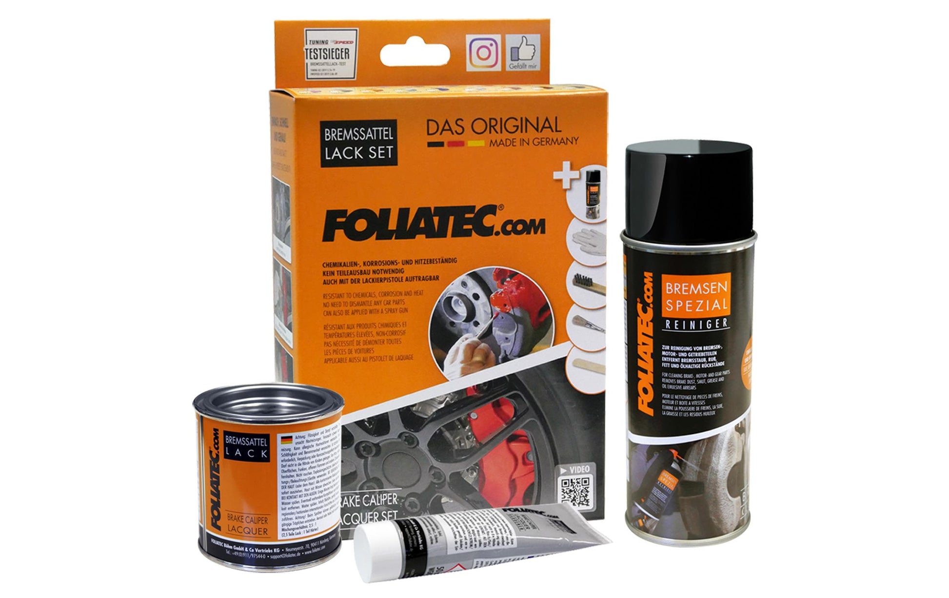 FOLIATEC Lack für Bremssättel – Rot, glänzend – Set (ausreichend für 4 Bremssättel) – für Metall