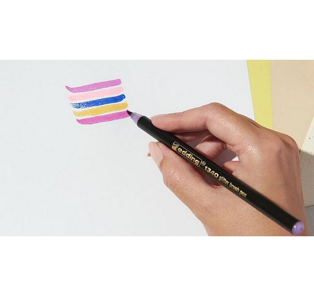 Edding 1340 Brushpen Glitzer – Pinselspitze, 1–6 mm, wasserbasiert, 10 Farben