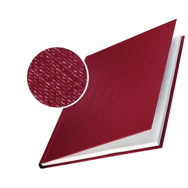 Leitz impressBIND Thermobindemappe – A4 – Rücken 14 mm – 106–140 Blatt, Leinenstruktur, Bordeaux – 10 Stk.