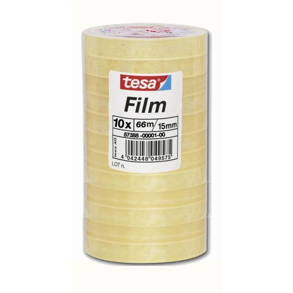 TESA Klarer Klebefilm – 15 mm × 66 m, transparent, PP, UV-beständig, 10 Stück