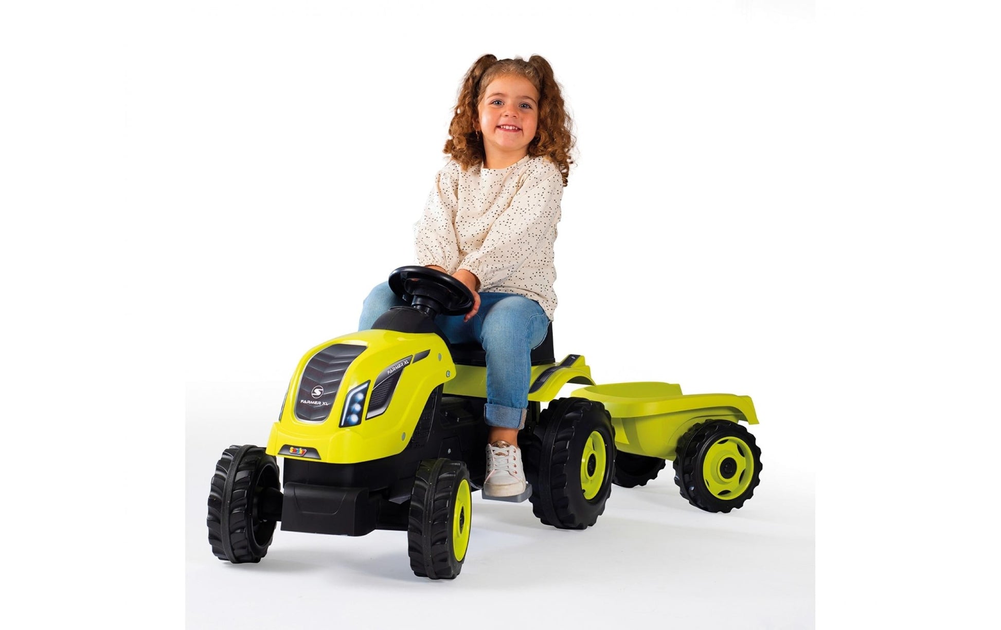 Smoby Traktor Farmer XL – mit Anhänger, Hupe – 44 × 54,5 × 142 cm – ab 3 J.