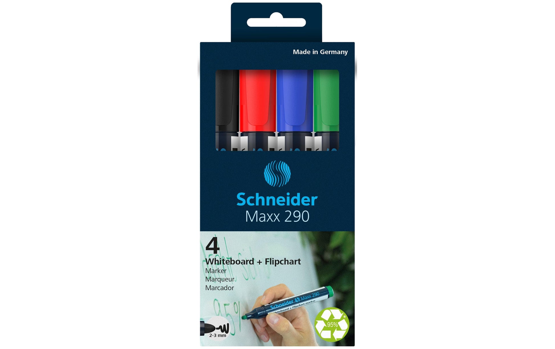 Schneider Schreibgeräte Maxx 290 Non-Permanent-Marker – Rundspitze – Sortiert – 4er-Set