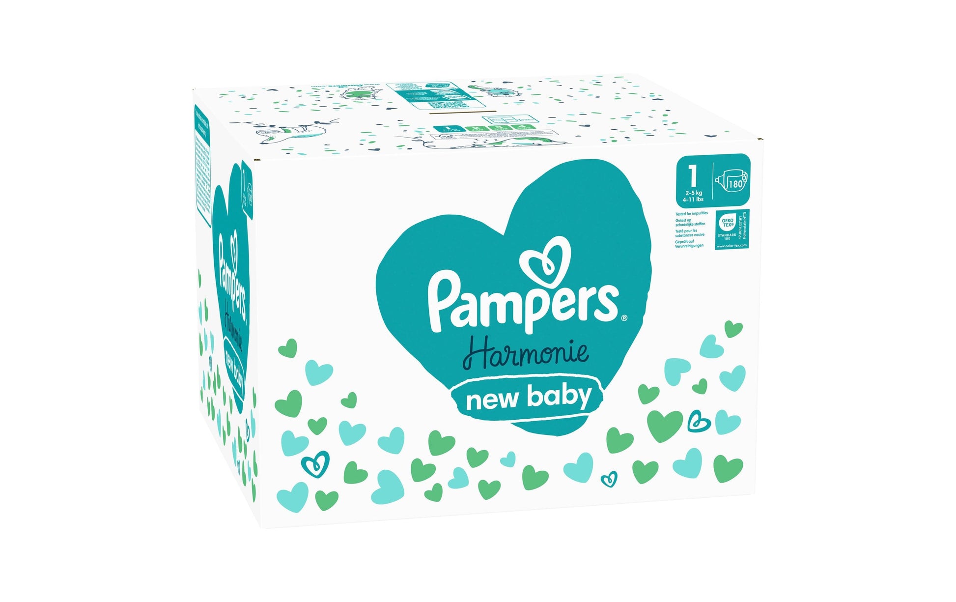 Pampers Neugeborenenwindeln Harmonie – Grösse 1 (2–5 kg) – 180 Stk – weiss