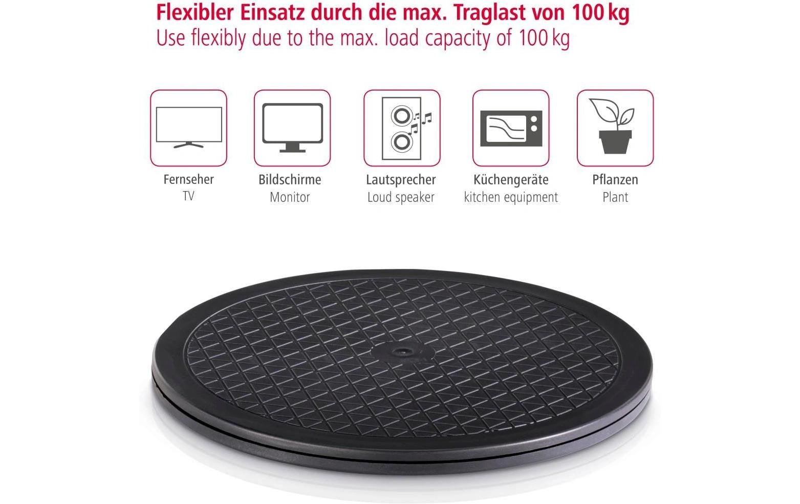 Hama Drehteller Ø 40 cm – 360° drehbar, Tragkraft 100 kg – schwarz – Universal-Drehteller XL
