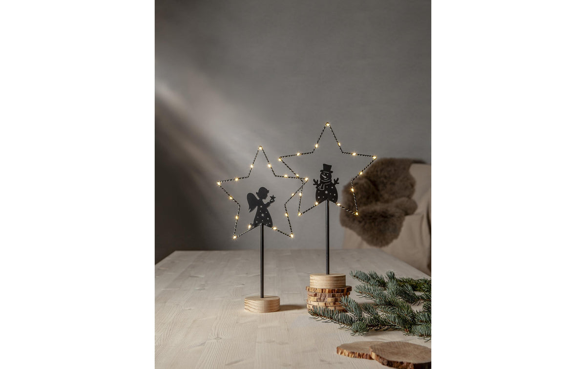 Star Trading Dekorationsfigur – 25 × 42 × 9 cm, 15 LEDs, batteriebetrieben – schwarz
