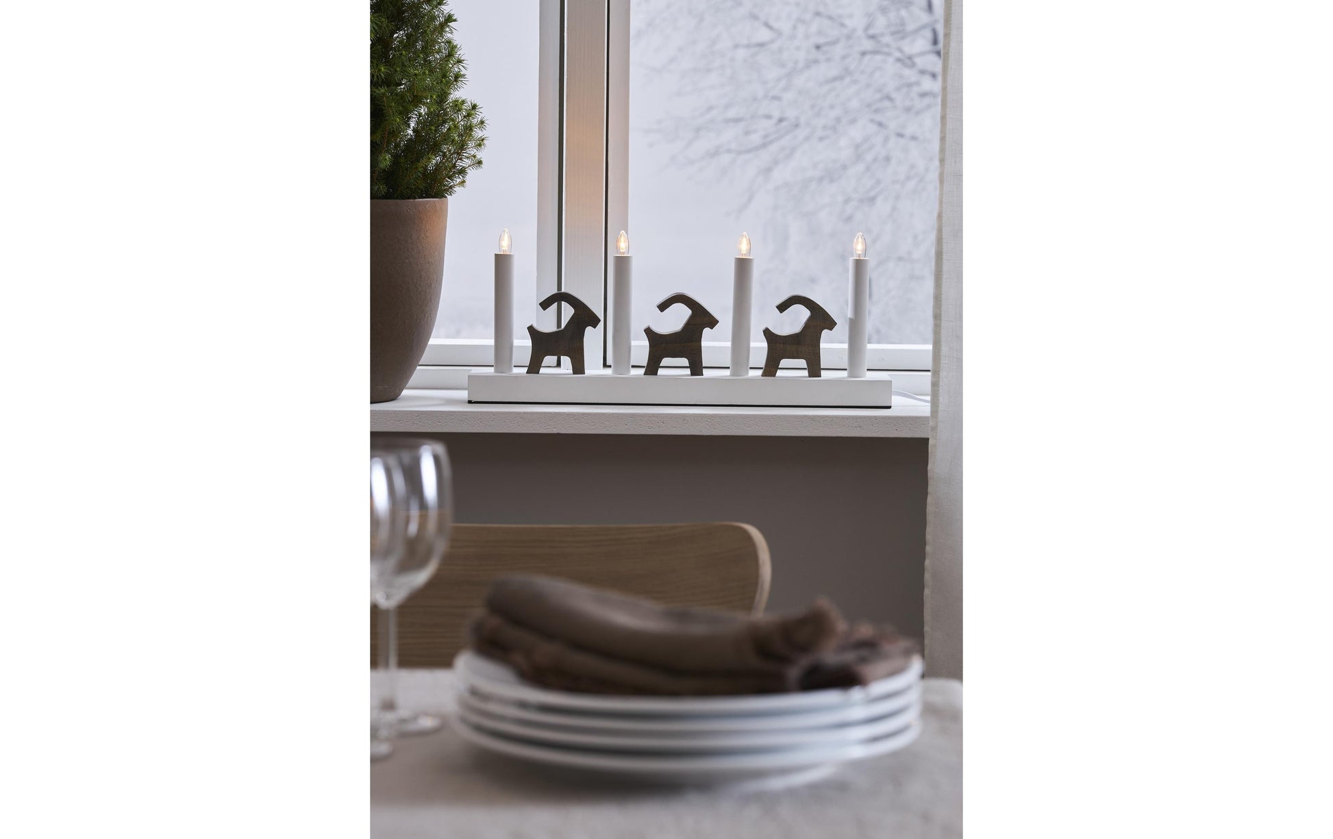 Star Trading Tischleuchte BRUSE – 43 × 7 × 17,5 cm, 0,5 W, warmweiss, braun, Schalter, LED