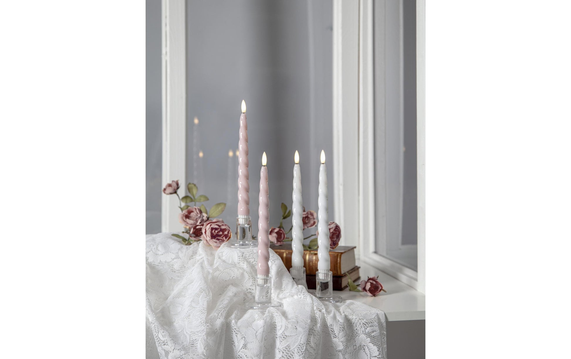 Star Trading LED Dinner Kerze – 2-teilig – Ø 2,1 × 24,5 cm – rosa, Timerfunktion