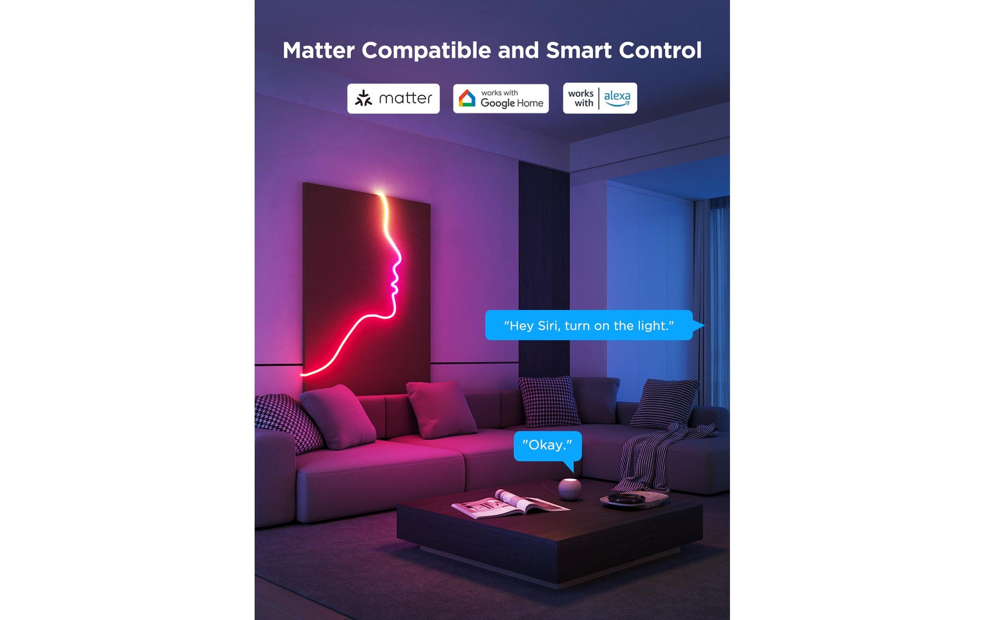Govee LED-Streifen Aussen – 5 m, 173 lm, 48 W, RGBIC, Netzbetrieb, Bluetooth, für Siri, Weiss