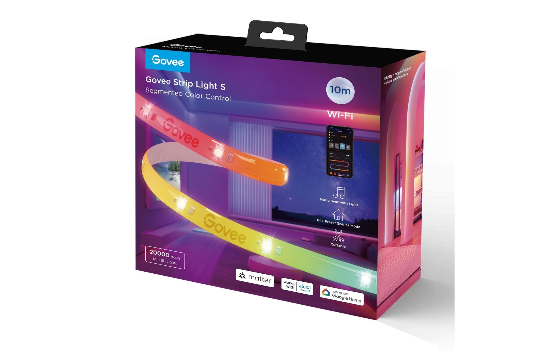 Govee LED-Strip – 10 m, 36 W, RGBIC, Matter, WiFi/BT, für Alexa, weiss