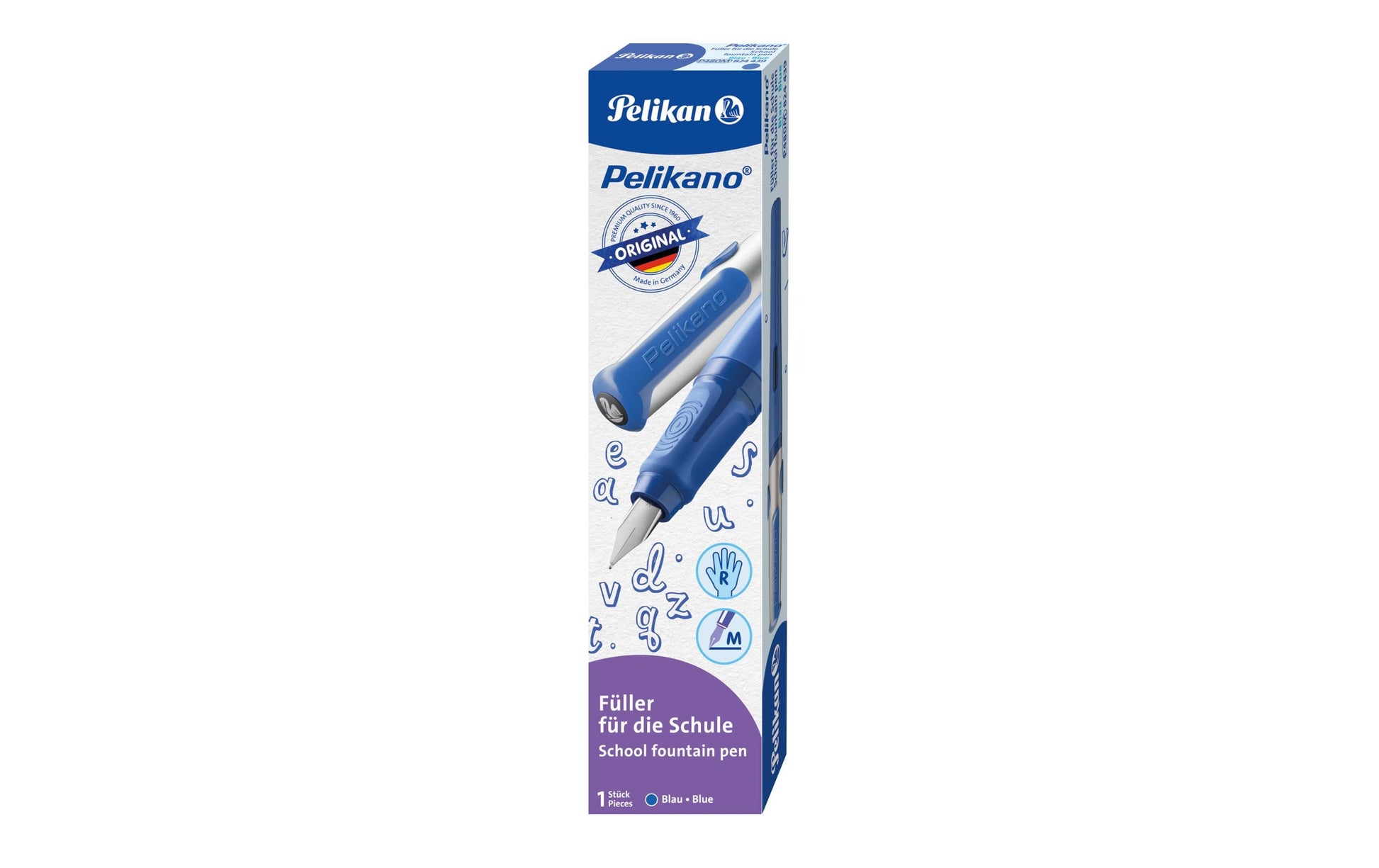 Pelikano – Federspitze M – für Rechtshänder – Blau – Patronen