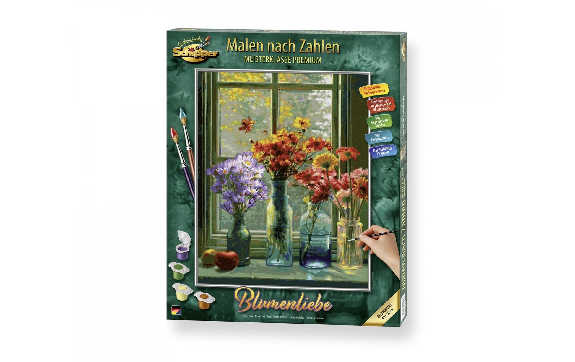 Schipper Blumenliebe – Malen-nach-Zahlen-Set – Blumen – 40 × 50 cm – 36 Farben – ab 14 Jahren
