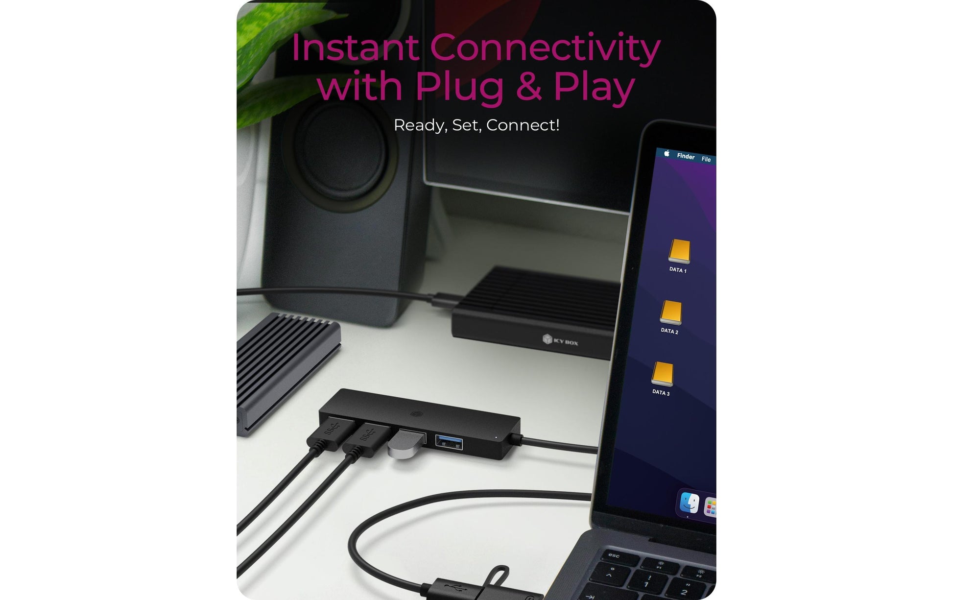 ICY BOX IB-1424-C3 USB-Hub – USB-C, 4× USB-A, für Windows/Mac