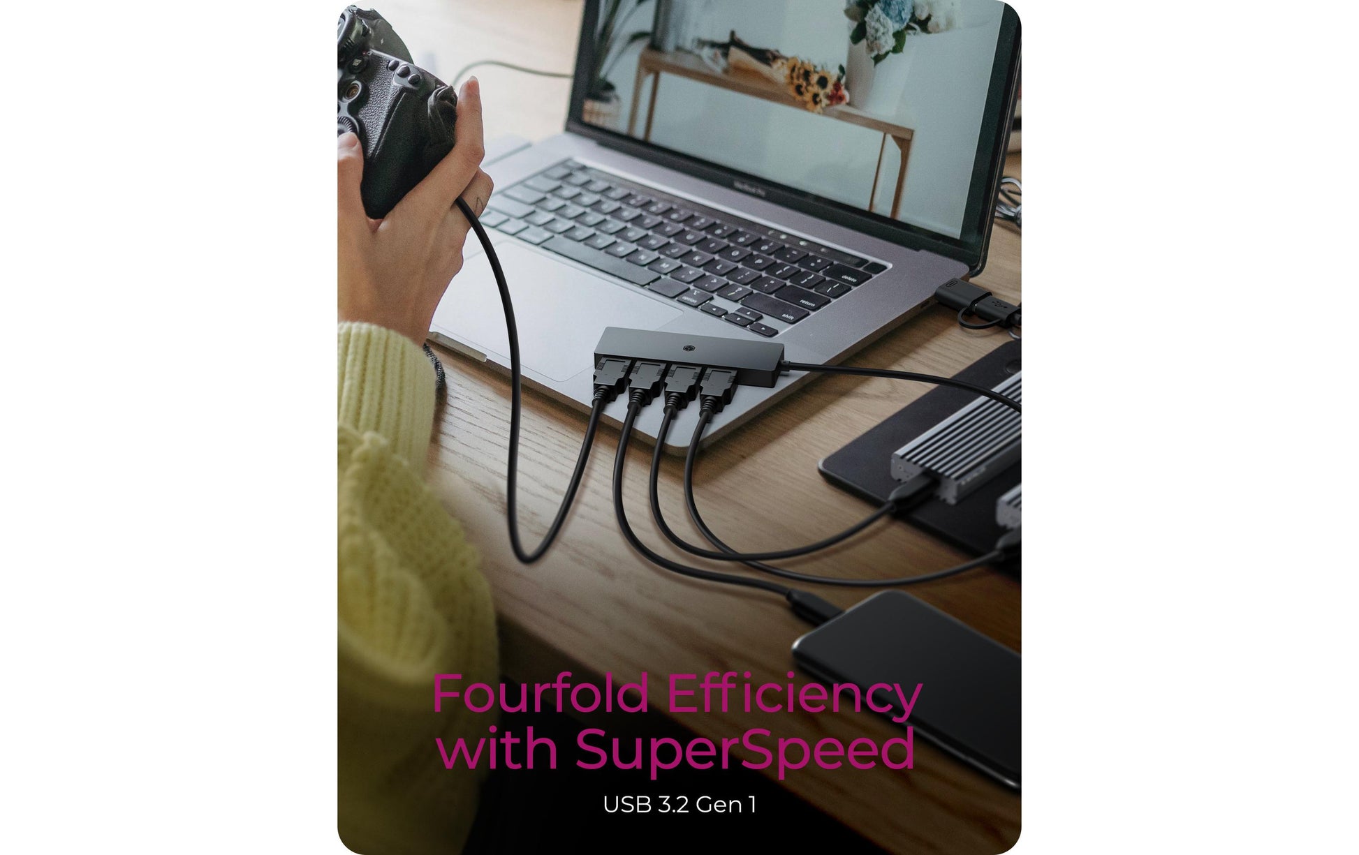 ICY BOX IB-1424-C3 USB-Hub – USB-C, 4× USB-A, für Windows/Mac