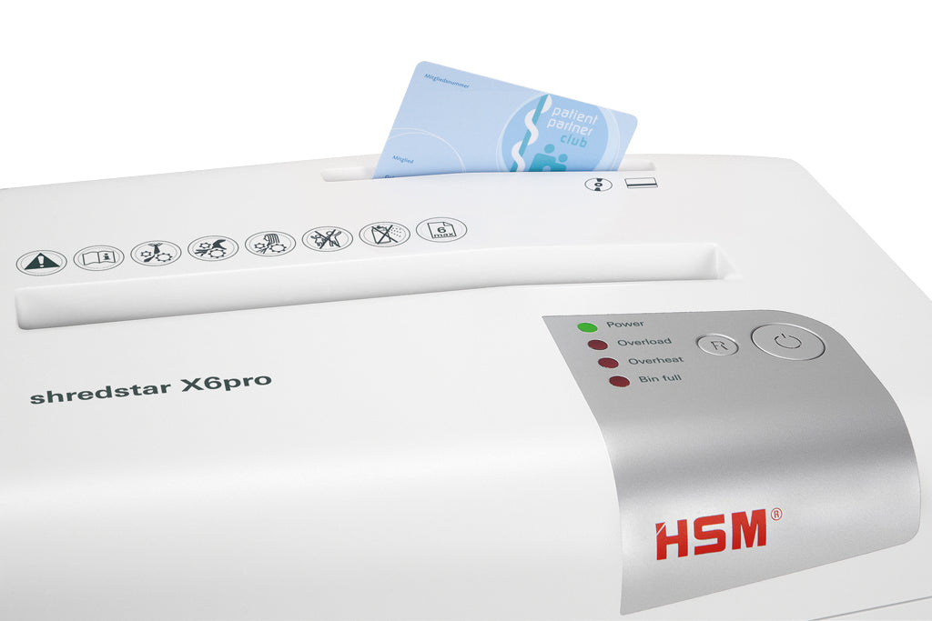 HSM X6pro – Aktenvernichter, DIN P-5, Mikroschnitt 2 × 15 mm, 6 Blatt, 20 l, A4