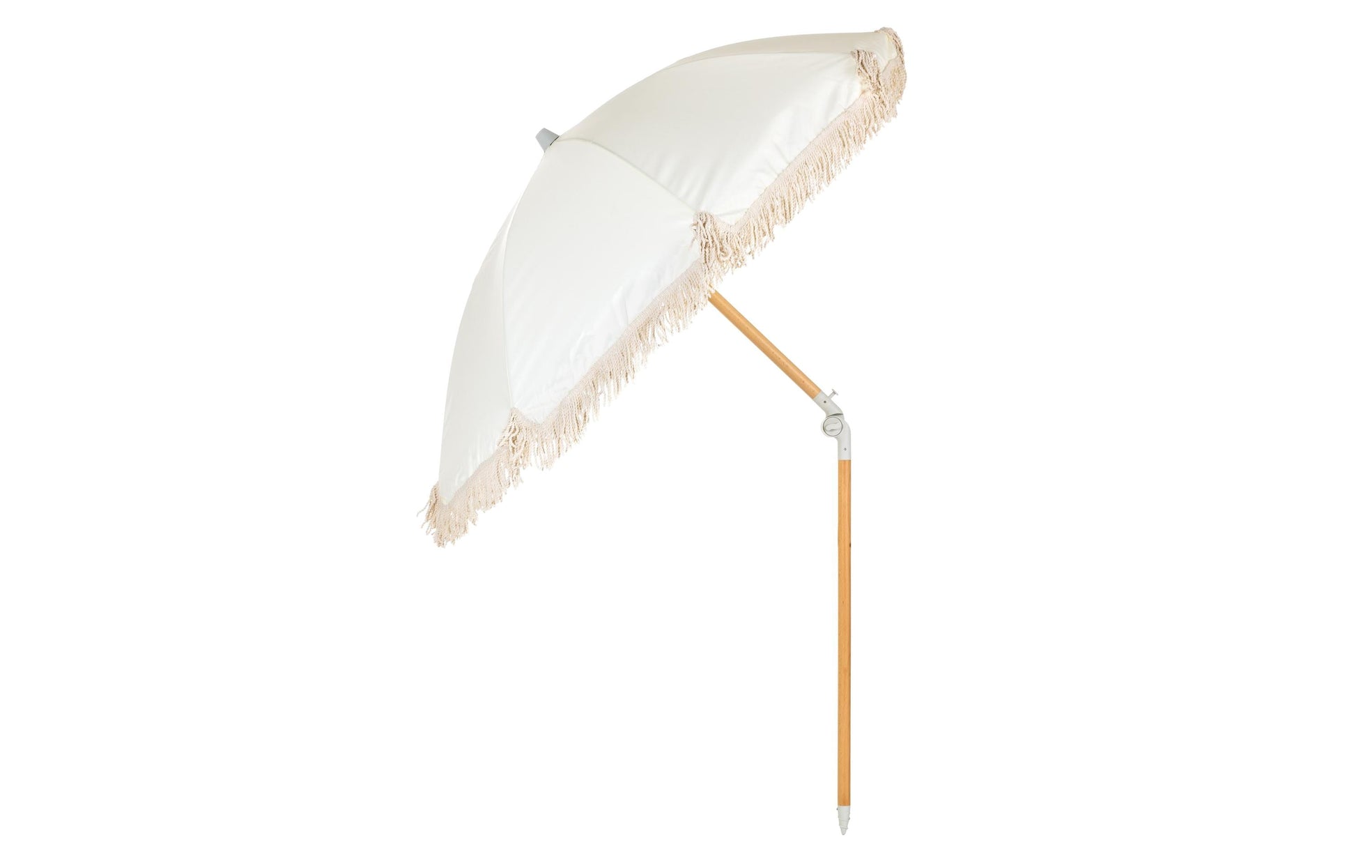 KOOR Strandschirm – rund Ø 150 cm, 180 cm hoch, Polyester, Holzstange, beige, für Aussenbereich