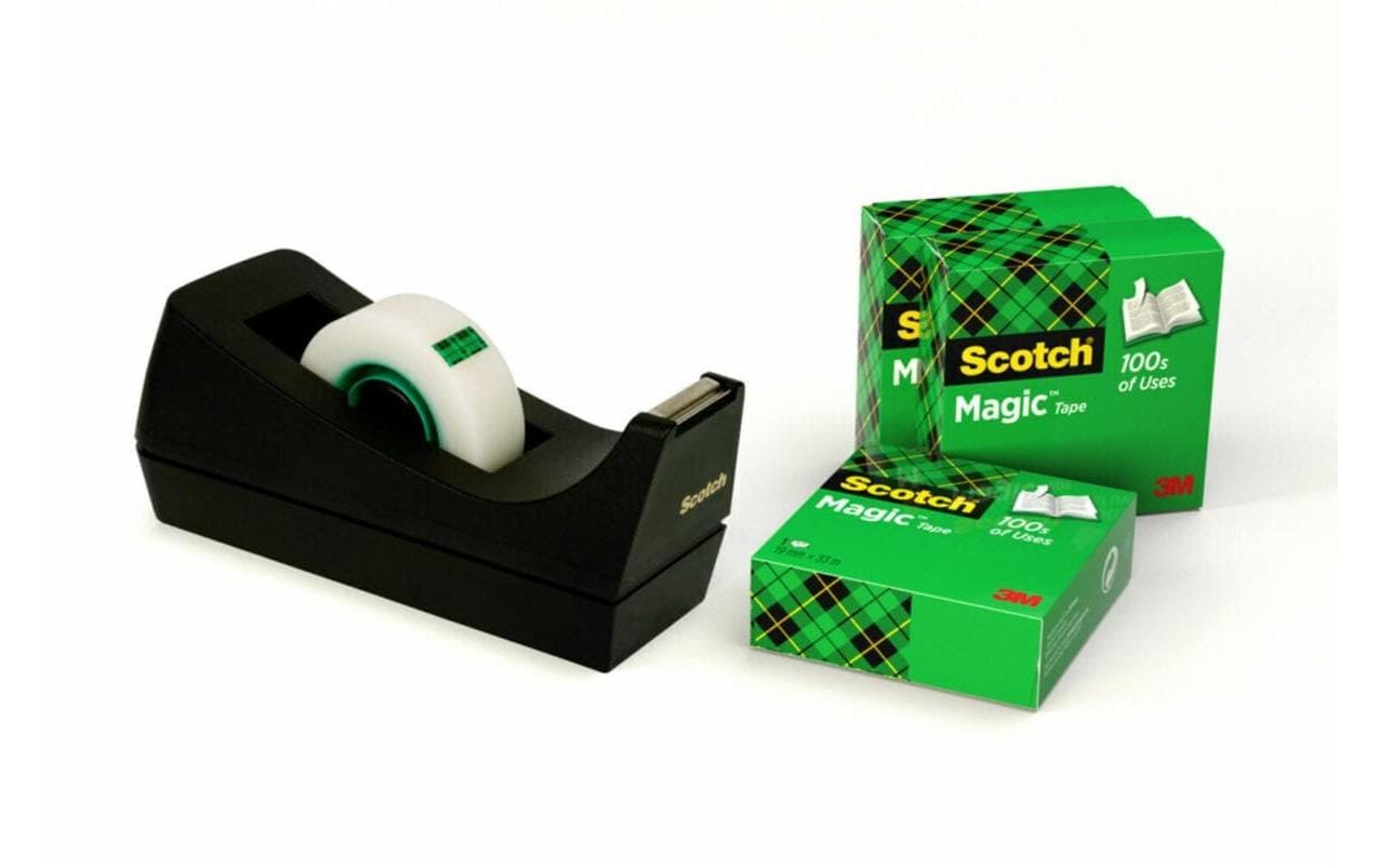 Scotch Tischabroller Magic – für Rollenbreite bis 19 mm, für Bandlänge bis 33 m, Kunststoff, inkl. 4 Rollen