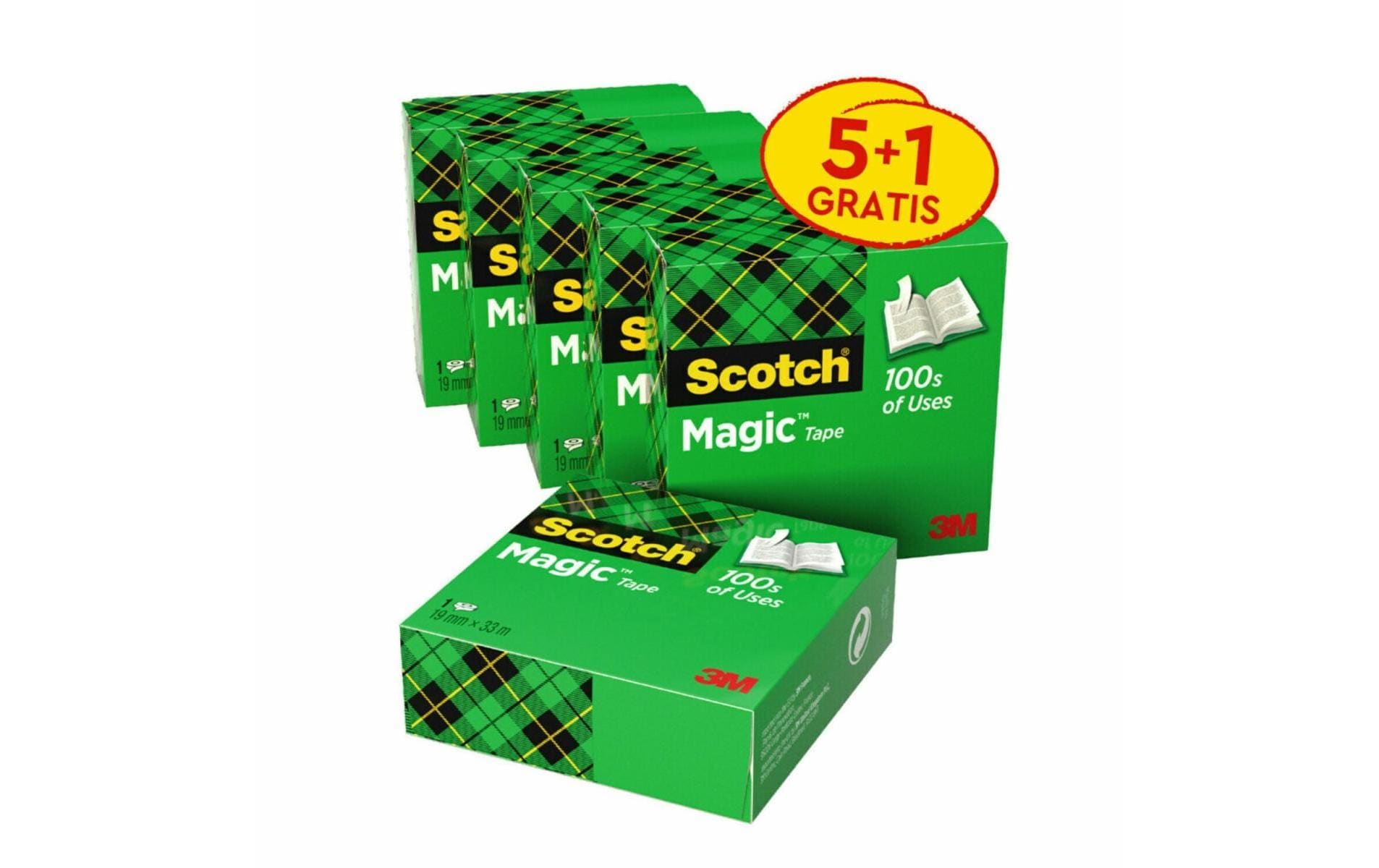 Scotch Magic Klebefilm – 19 mm × 33 m, transparent, matt, acryl, 6 Rollen