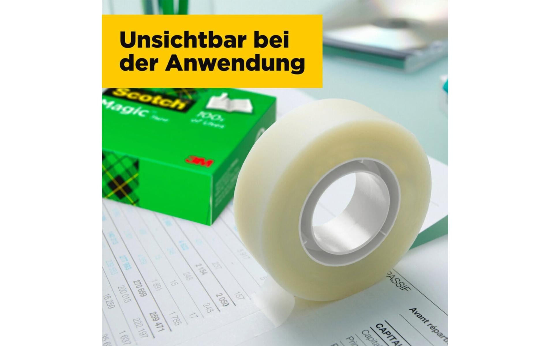 Scotch Magic Klebefilm – 19 mm × 33 m, transparent, matt, acryl, 6 Rollen