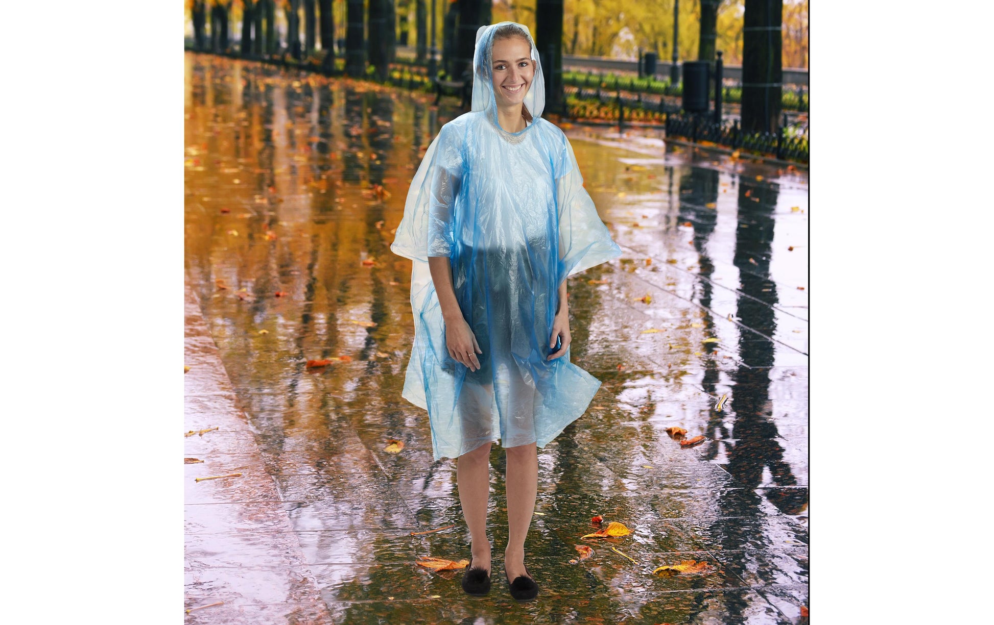 Relaxdays Regenponcho – mit Kapuze – 125 × 122 cm – transparent, Polyethylen (PE) – 20 Stk.