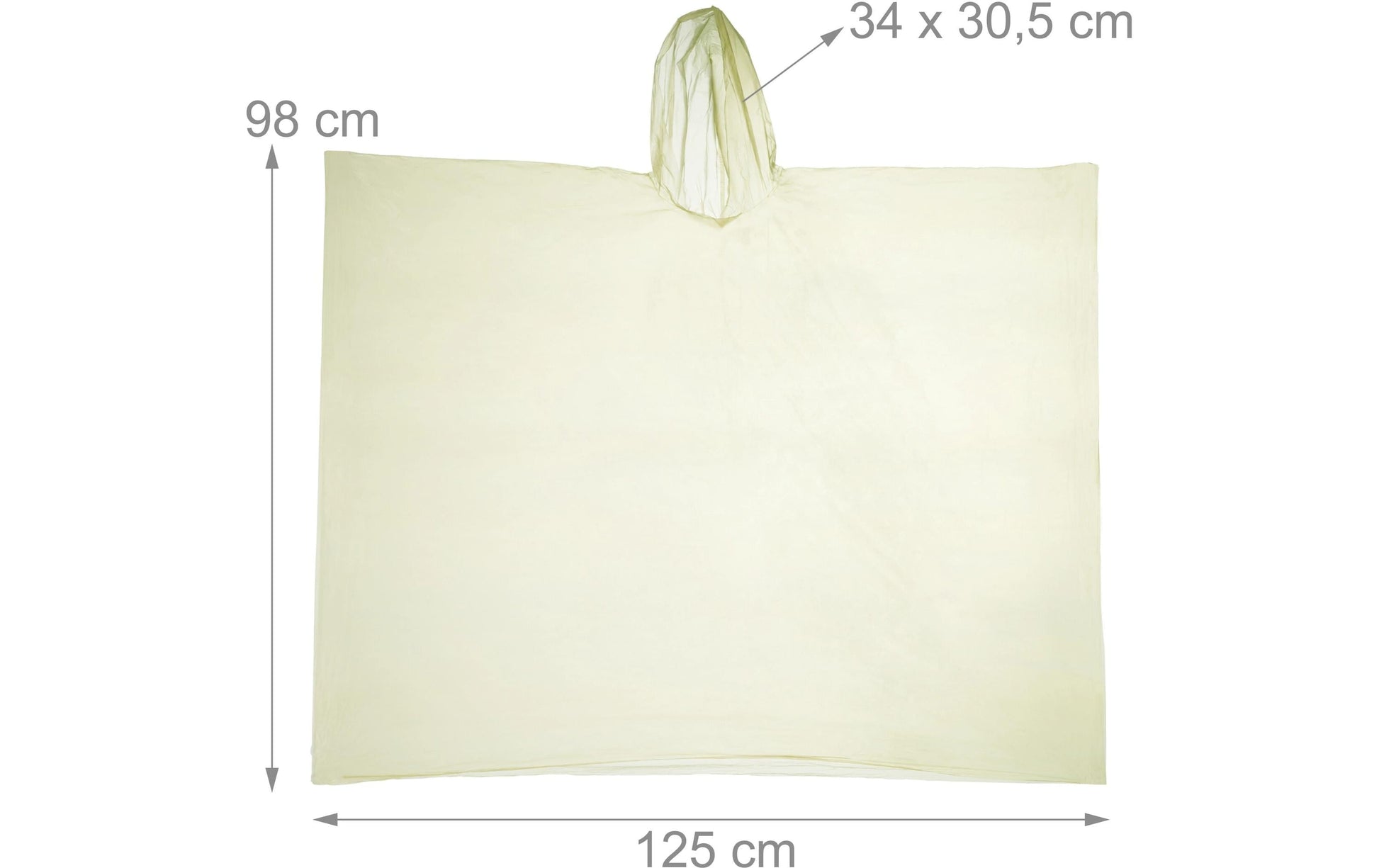 Relaxdays Regenponcho – Einheitsgrösse, mit Kapuze, ca. 125 × 122 cm – Gelb – Polyethylen (PE) – 20 Stk.