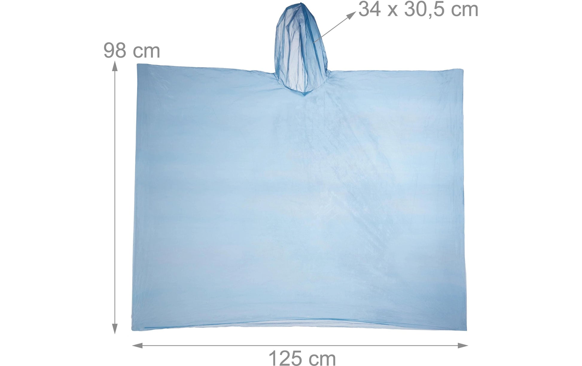 Relaxdays Regenponcho – Einheitsgrösse, 20 Stück – Blau, Polyethylen (PE), mit Kapuze, 125×122×98 cm