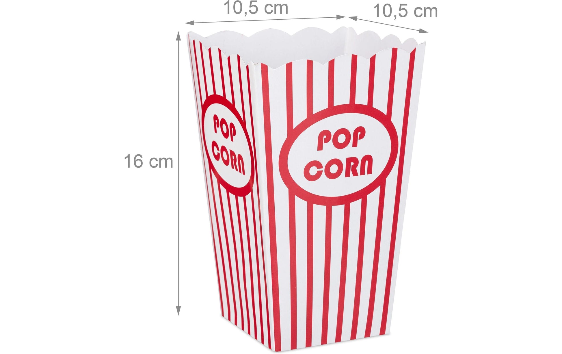 Relaxdays Popcorntüten, Papier/Karton – 16 × 10,5 × 10,5 cm, Rot/Weiss – 60 Stk.
