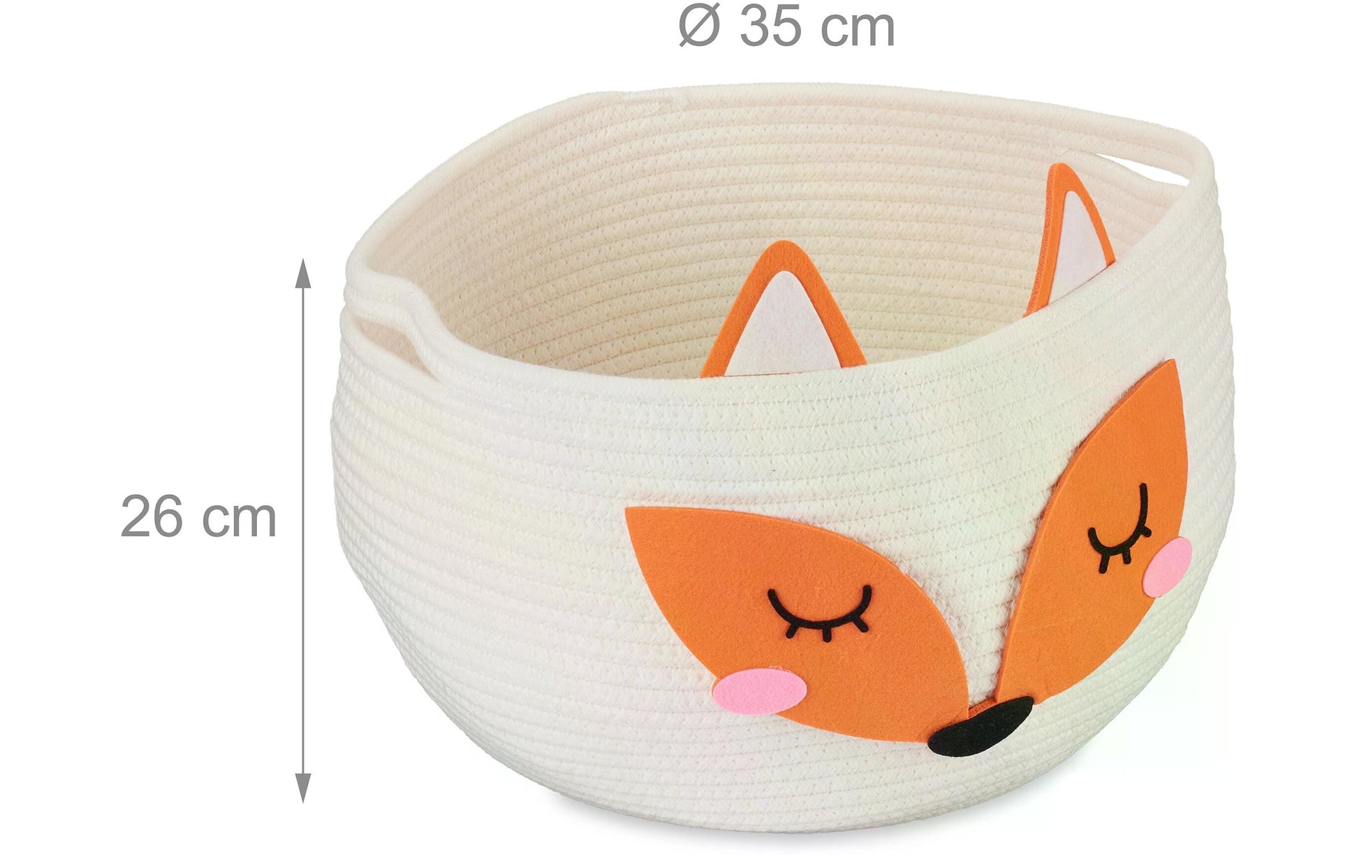 Relaxdays Aufbewahrungskorb – Baumwolle – Weiss/Orange – Ø 350 × 260 mm